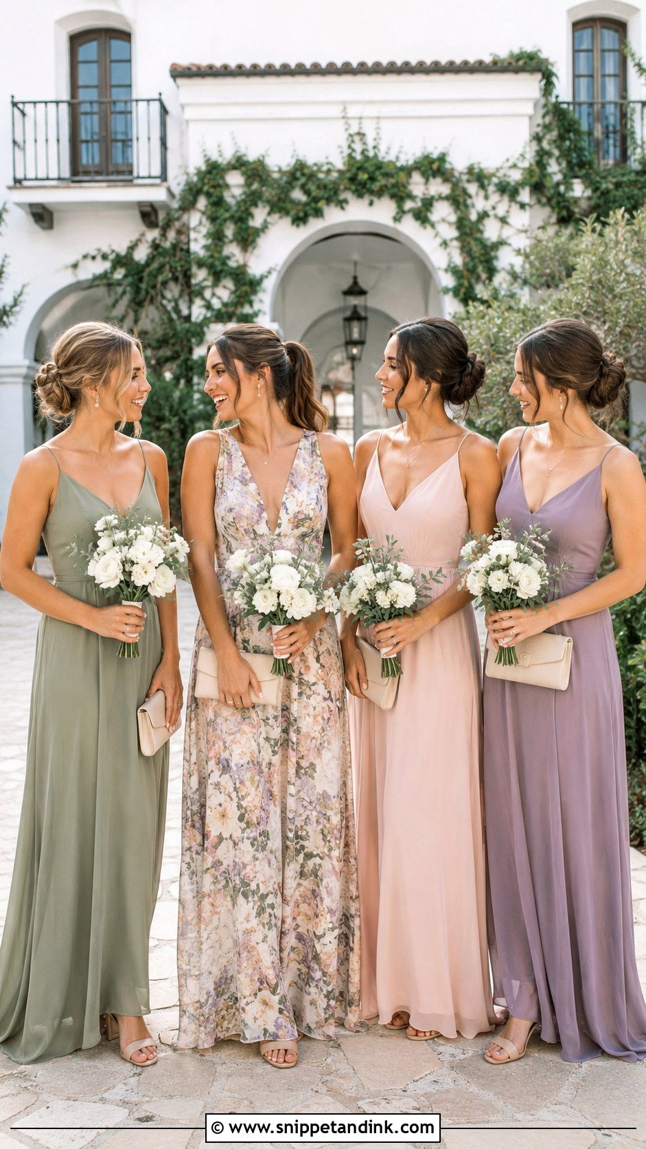 Floral And Solid Bridal Party Dresses - Snippet and Ink - 20 Bridal Party Dresses Color Schemes