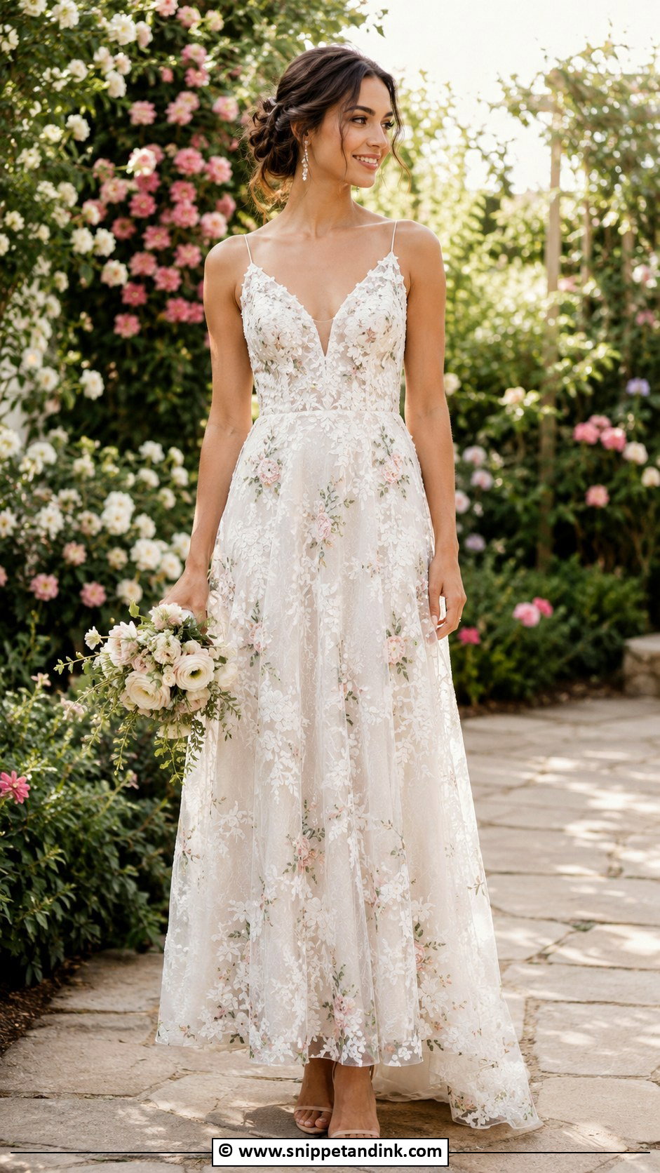 Floral Ankle Length Wedding Dress - Snippet and Ink - 30 Ankle Length Wedding Dress Ideas
