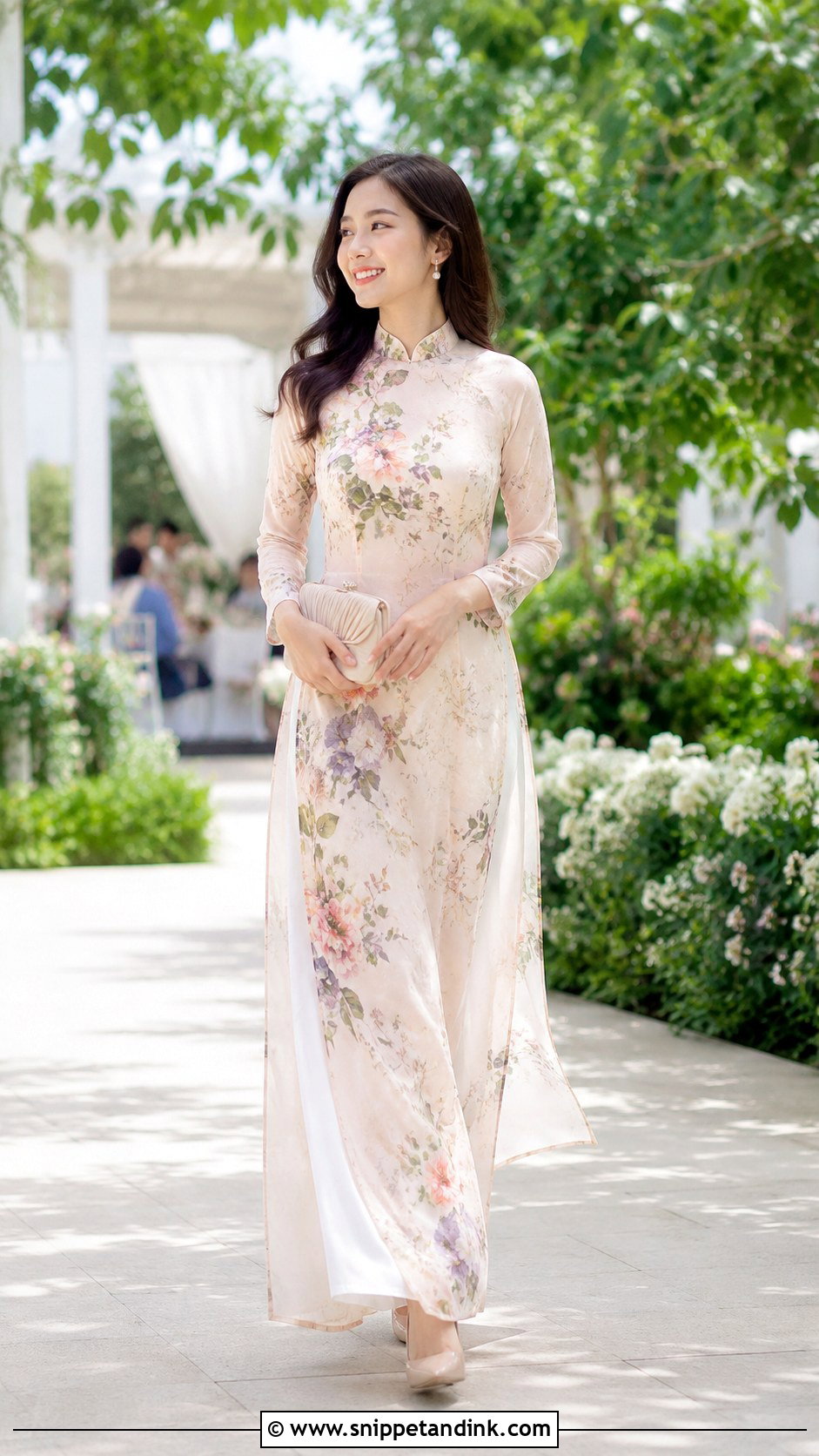 Floral Ao Dai For Outdoor Wedding - Snippet and Ink - 25 Wedding Ao Dai Ideas