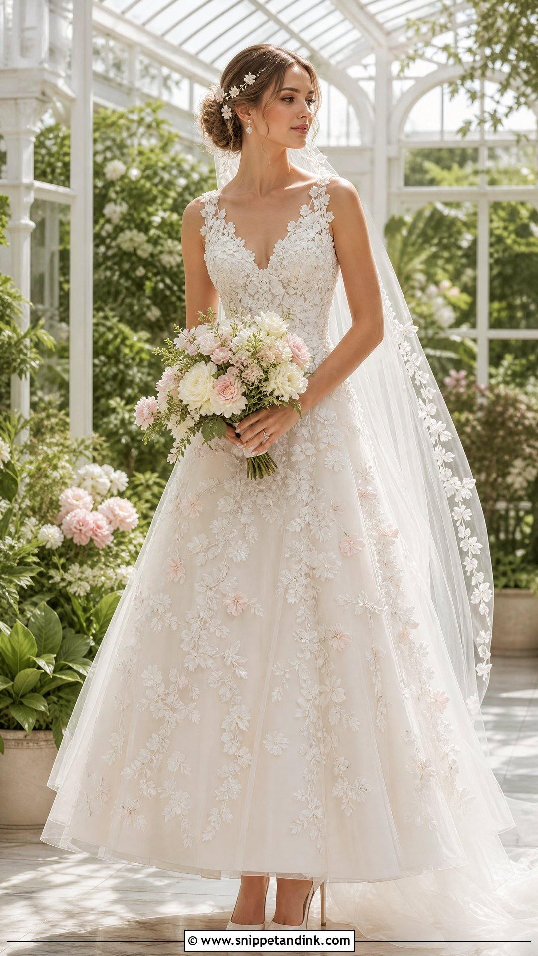 Floral Applique A Line Wedding Dress - Snippet and Ink - 25 Aline Wedding Dresses