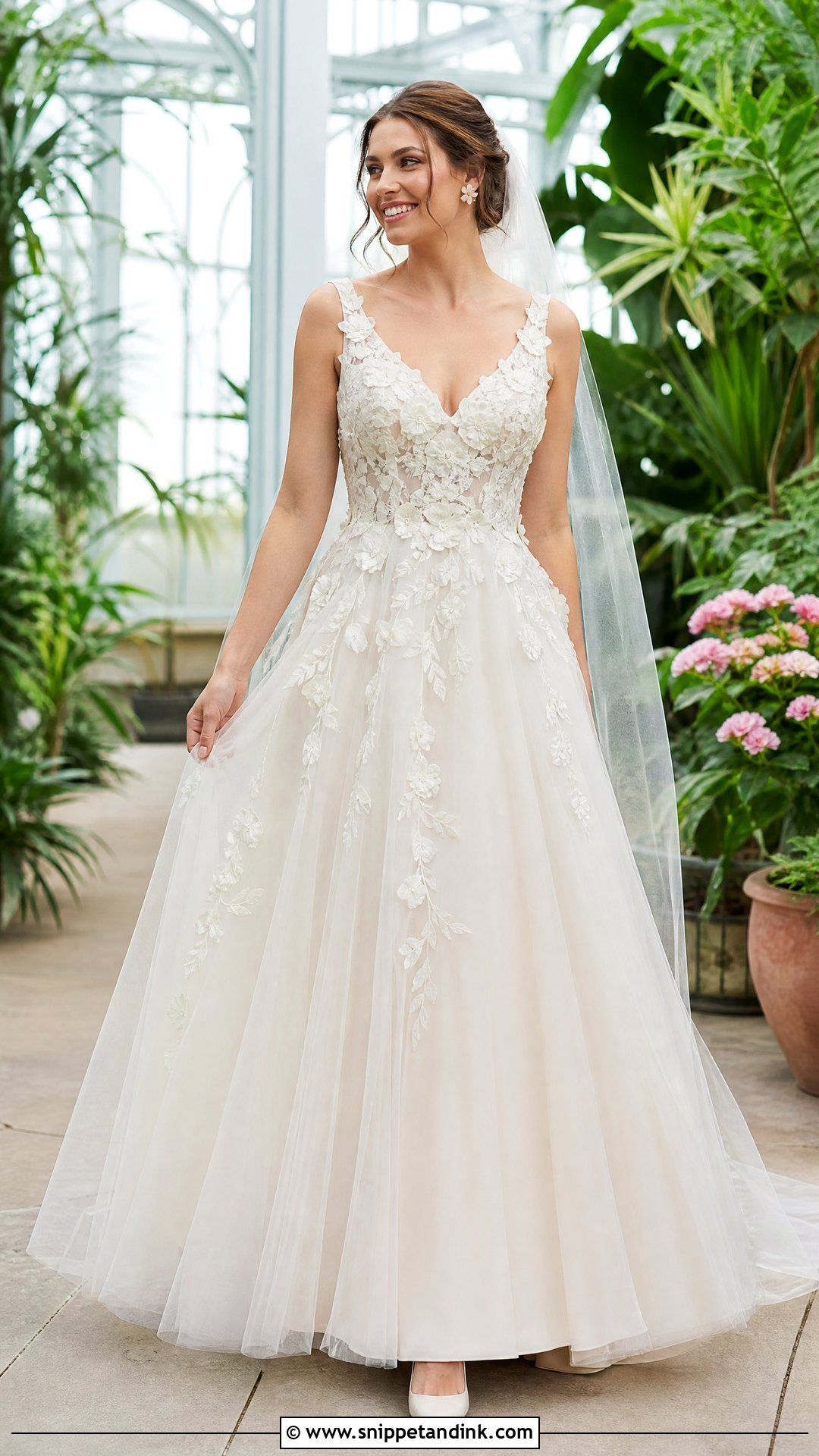 Floral Applique A Line Wedding Dress - Snippet and Ink - 20 Size 10 Wedding Dress Ideas