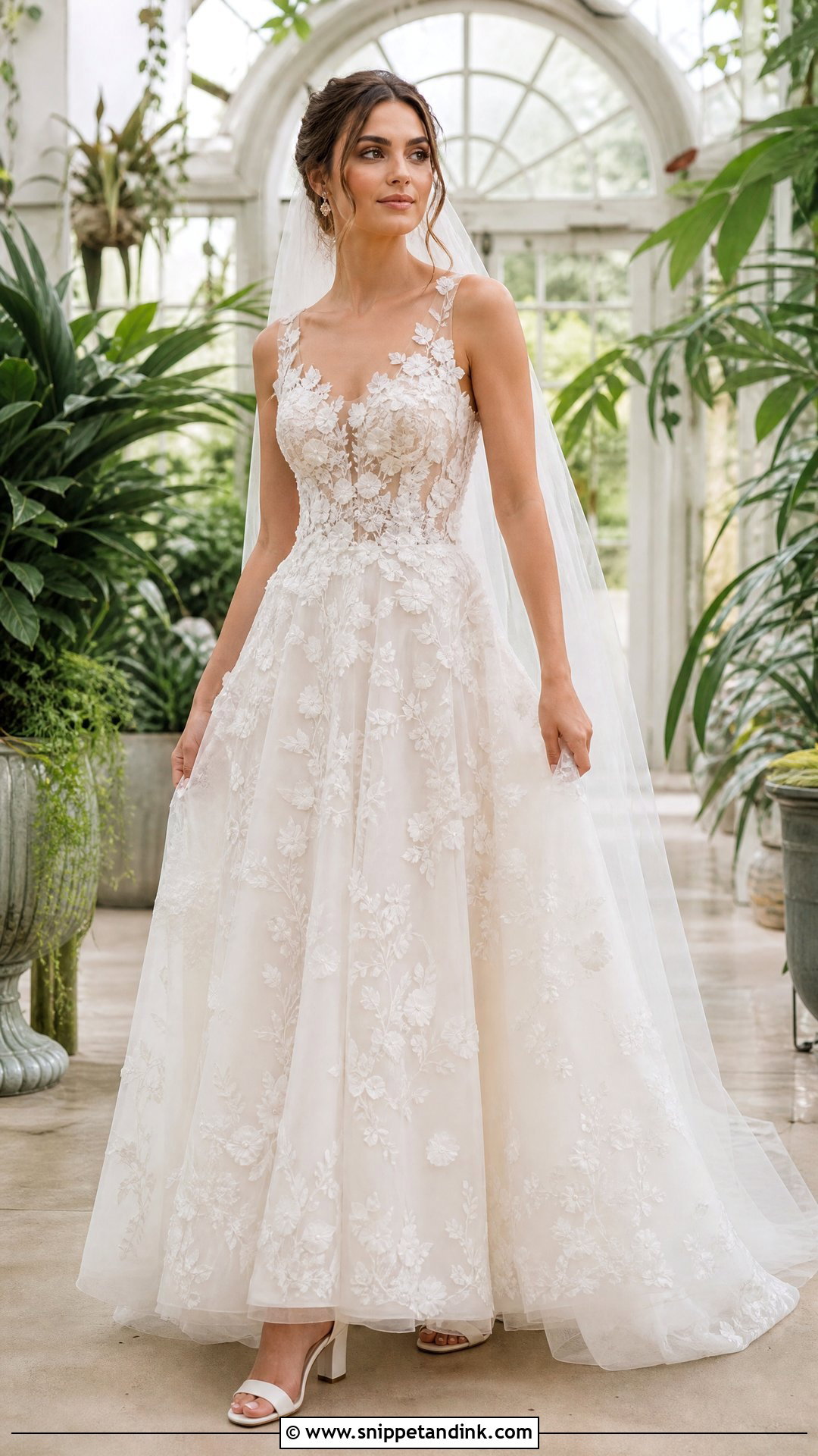 Floral Applique A Line Wedding Dress - Snippet and Ink - 20 Unique Modern Wedding Dress Ideas