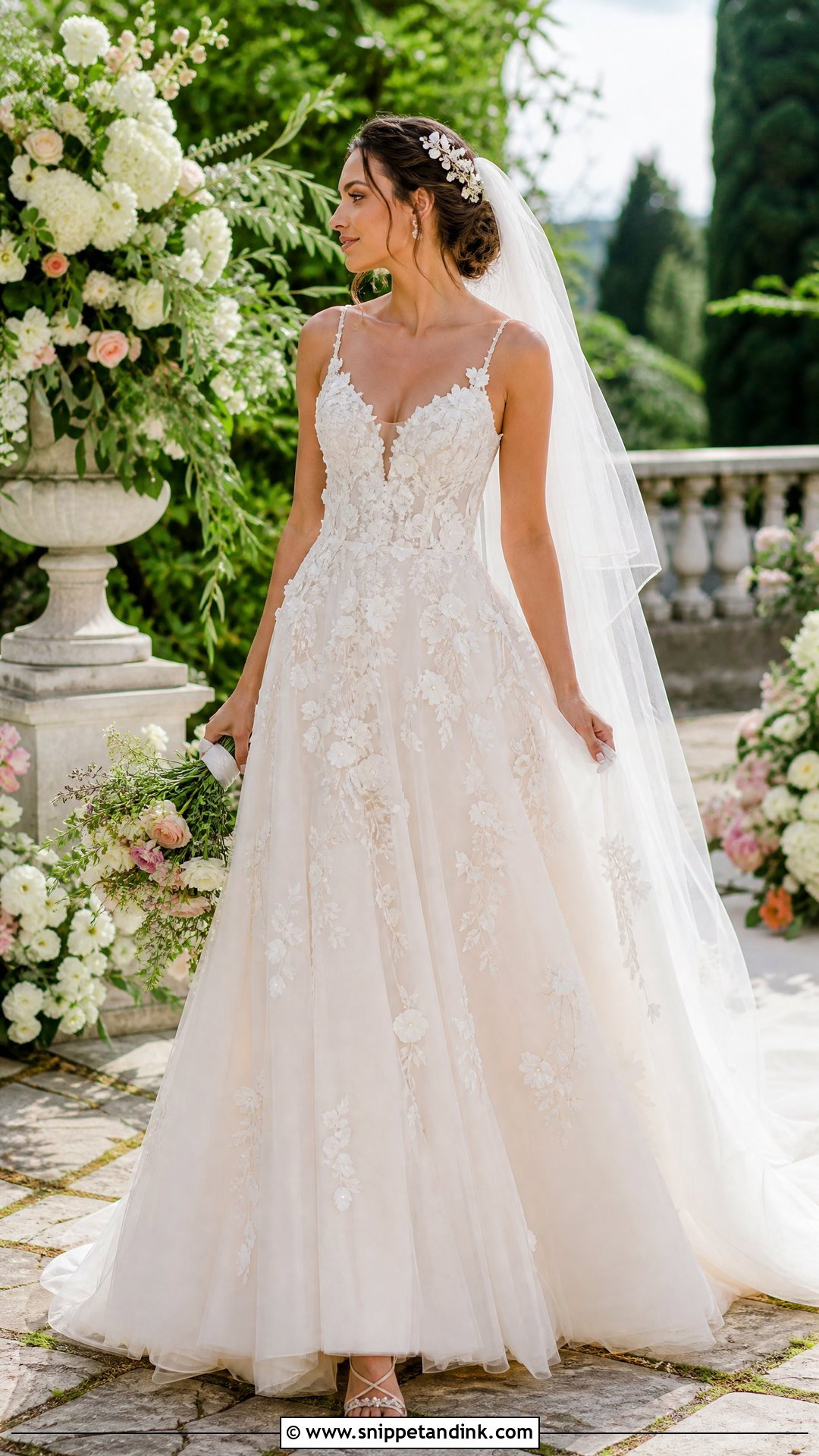 Floral Applique A Line Wedding Dress - Snippet and Ink - 25 Romantic a Line Wedding Dress Ideas
