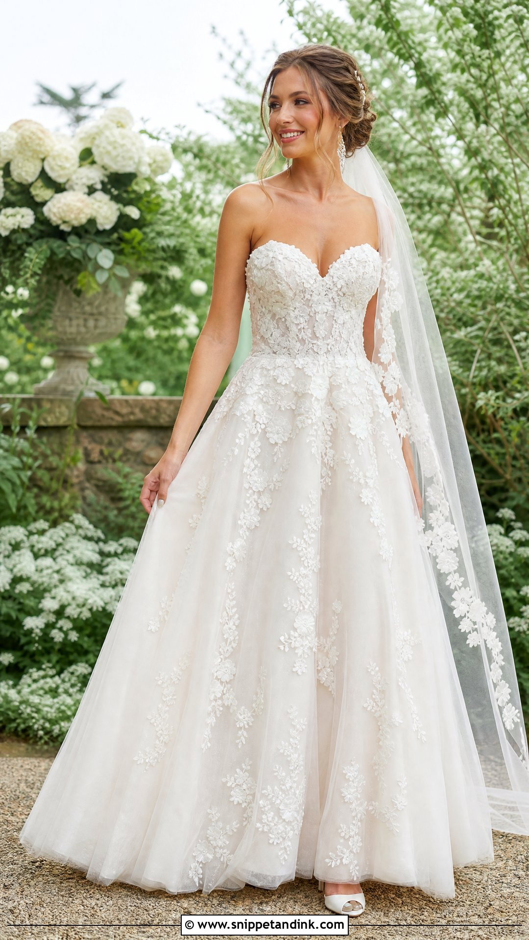 Floral Applique A Line Wedding Dress - Snippet and Ink - 20 Wedding Dresses Women