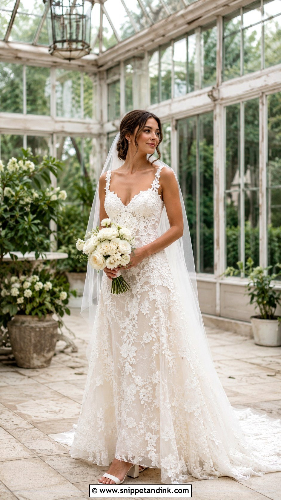 Floral Applique A Line Wedding Dress - Snippet and Ink - 20 Classy Sophisticated Bride Wedding Dress Ideas