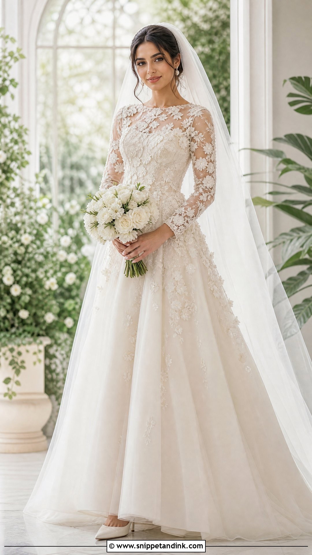 Floral Applique Arab Wedding Dress - Snippet and Ink - 25 Arab Wedding Dresses