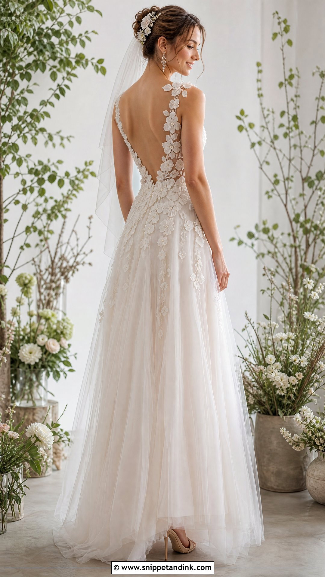 Floral Applique Back Wedding Dress - Snippet and Ink - 25 Back of Wedding Dress Ideas