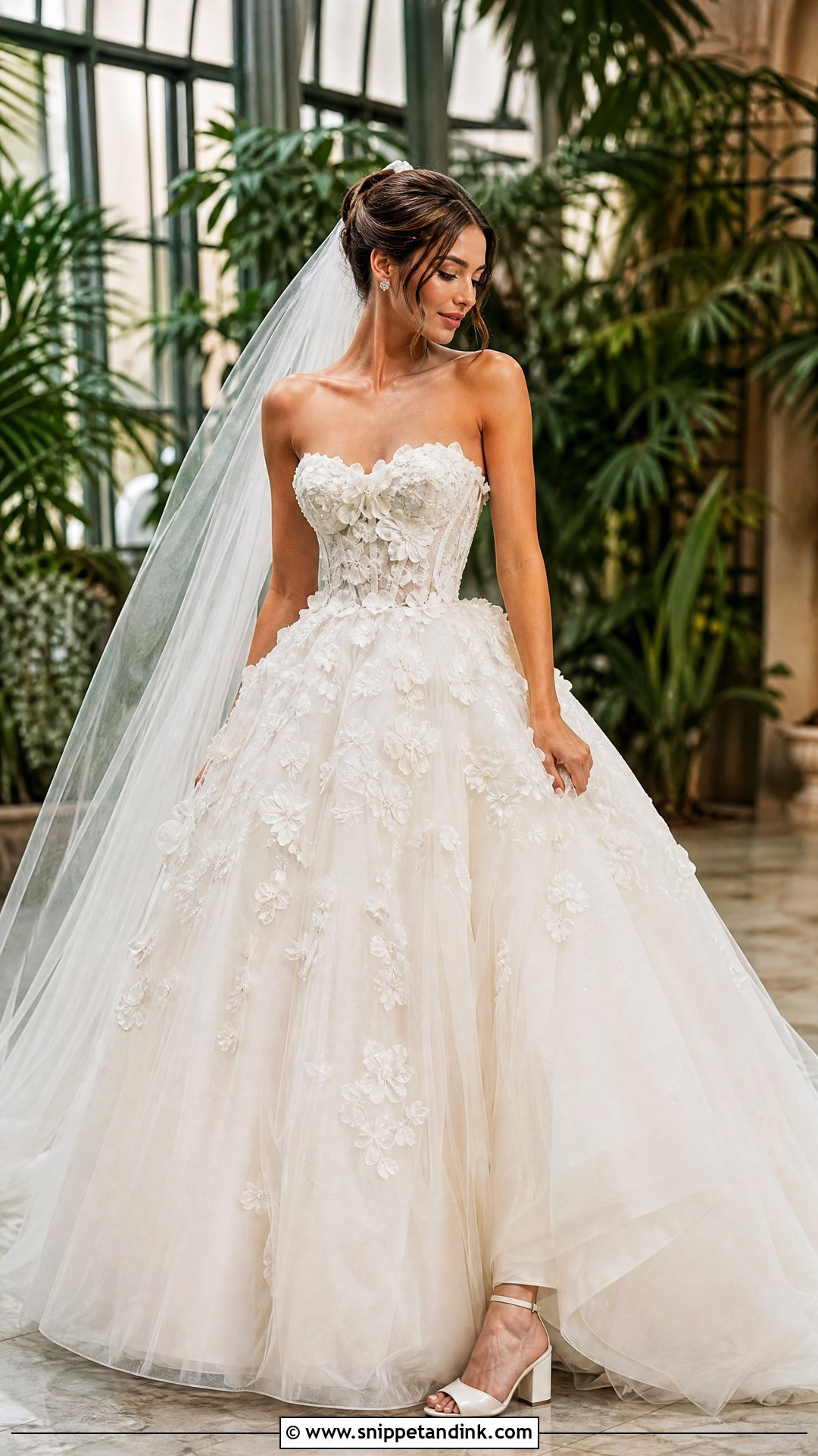 Floral Applique Ball Gown Bride Dress - Snippet and Ink - 20 Romantic Bride Dress Ideas