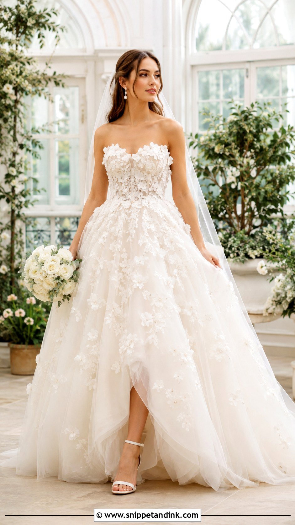 Floral Applique Ball Gown Wedding Dress - Snippet and Ink - 20 Ball Wedding Dress Ideas