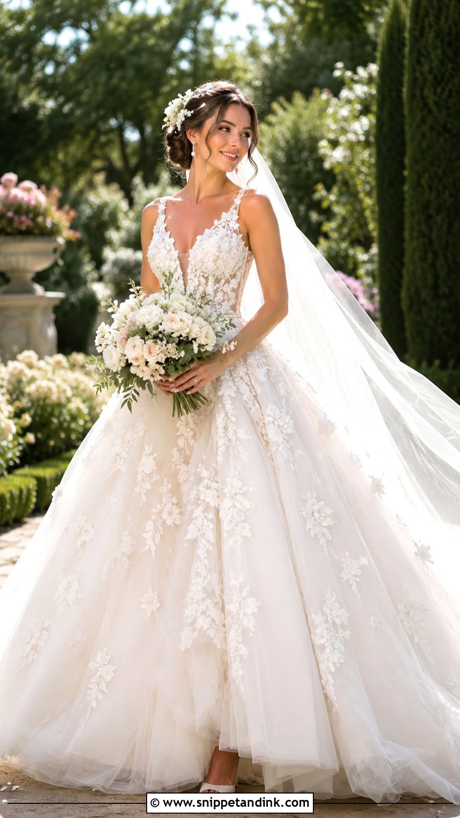 Floral Applique Ball Gown Wedding Dress - Snippet and Ink - 20 Big Poofy Wedding Dresses