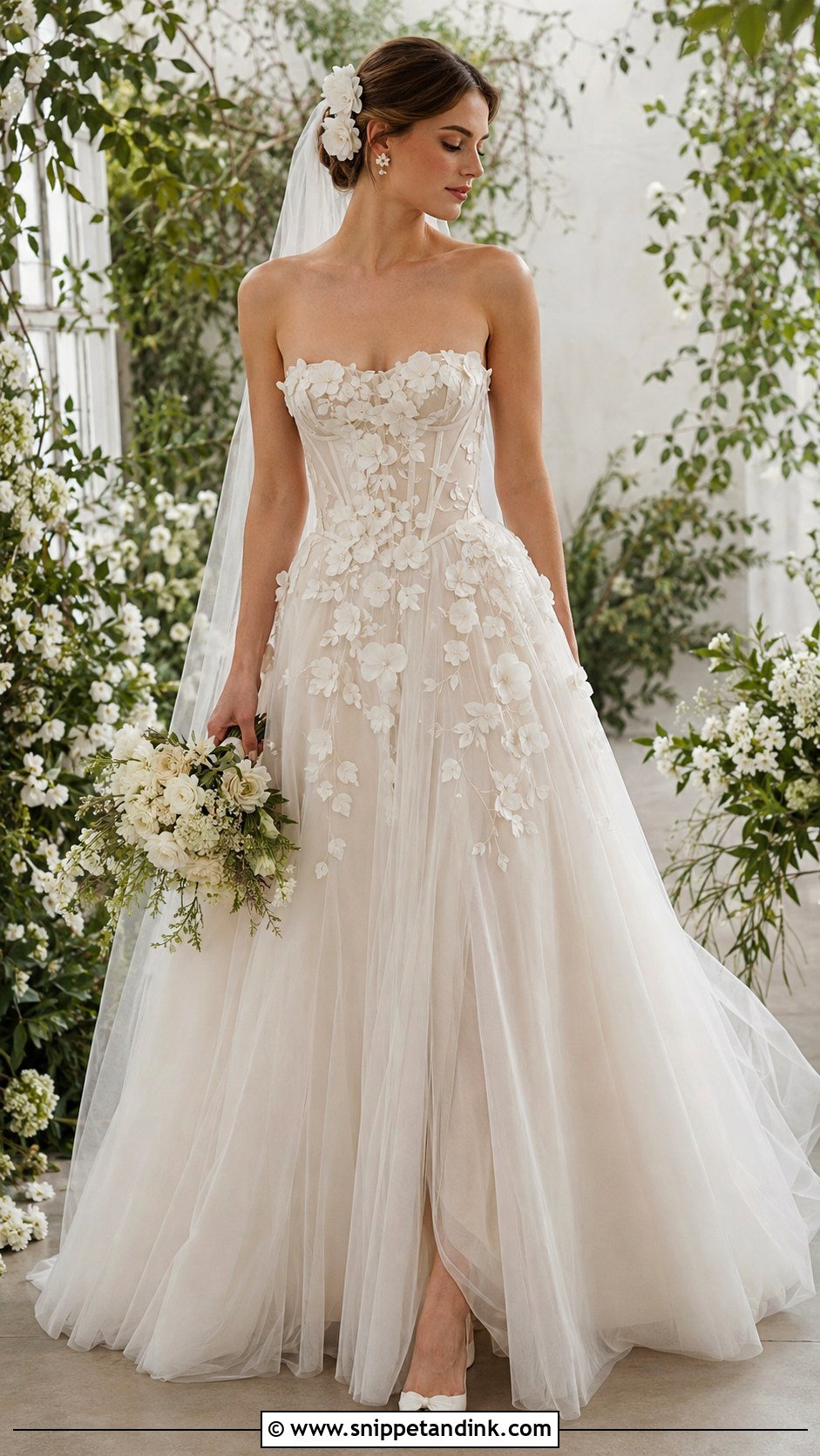 Floral Applique Ballerina Wedding Dress - Snippet and Ink - 20 Ballerina Wedding Dress Ideas