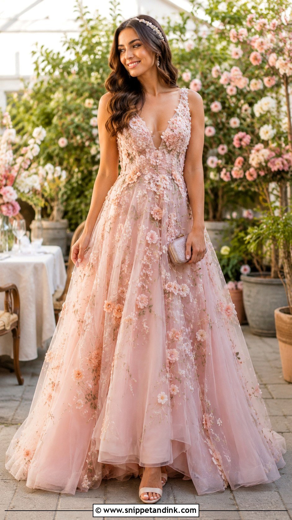 Floral Applique Ballgown - Snippet and Ink - 25 Fairytale Ballgown Ideas