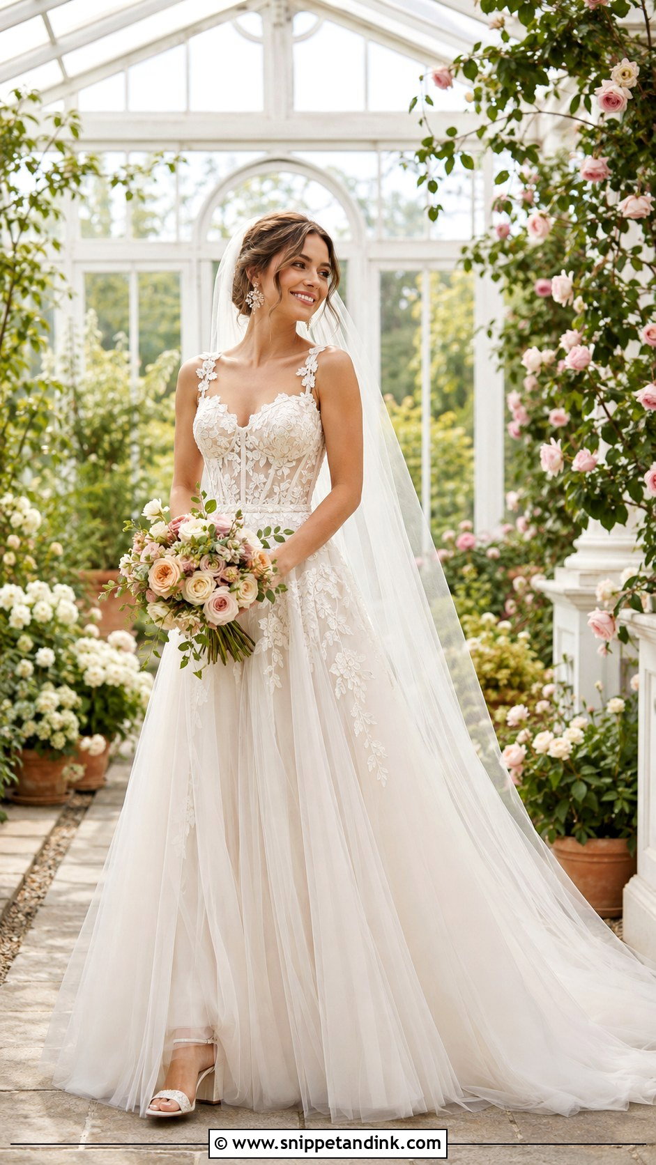 Floral Applique Basque Waist Wedding Dress - Snippet and Ink - 20 Basque Waist Wedding Dresses