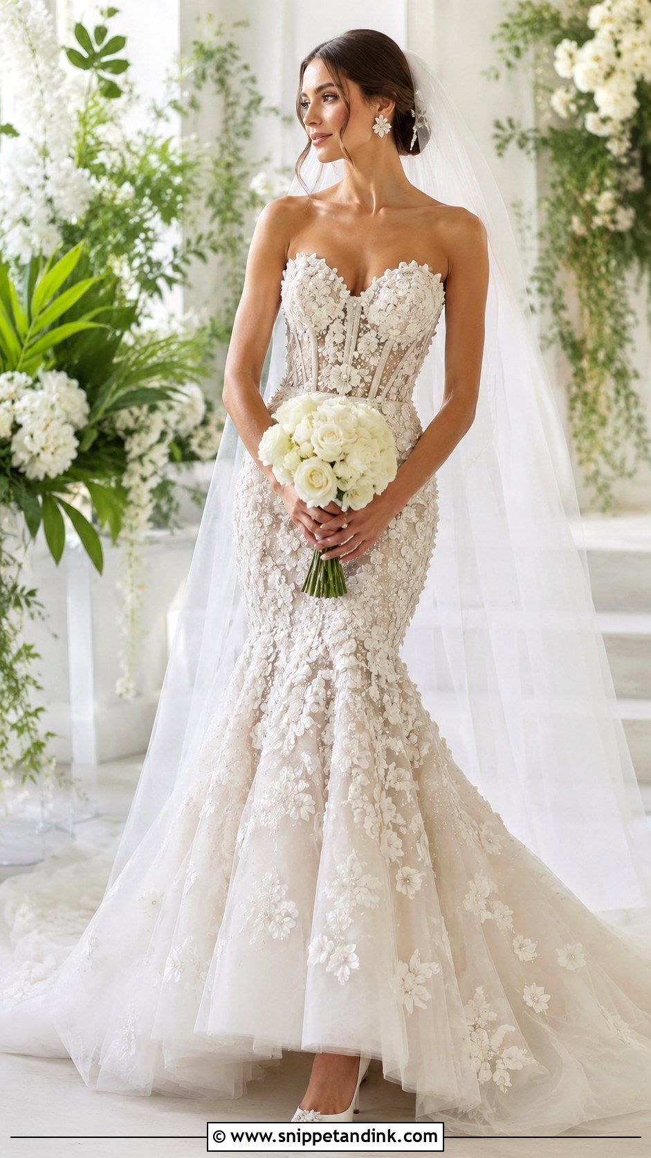 Floral Applique Bling Mermaid Wedding Dress - Snippet and Ink - 20 Mermaid Bling Wedding Dresses