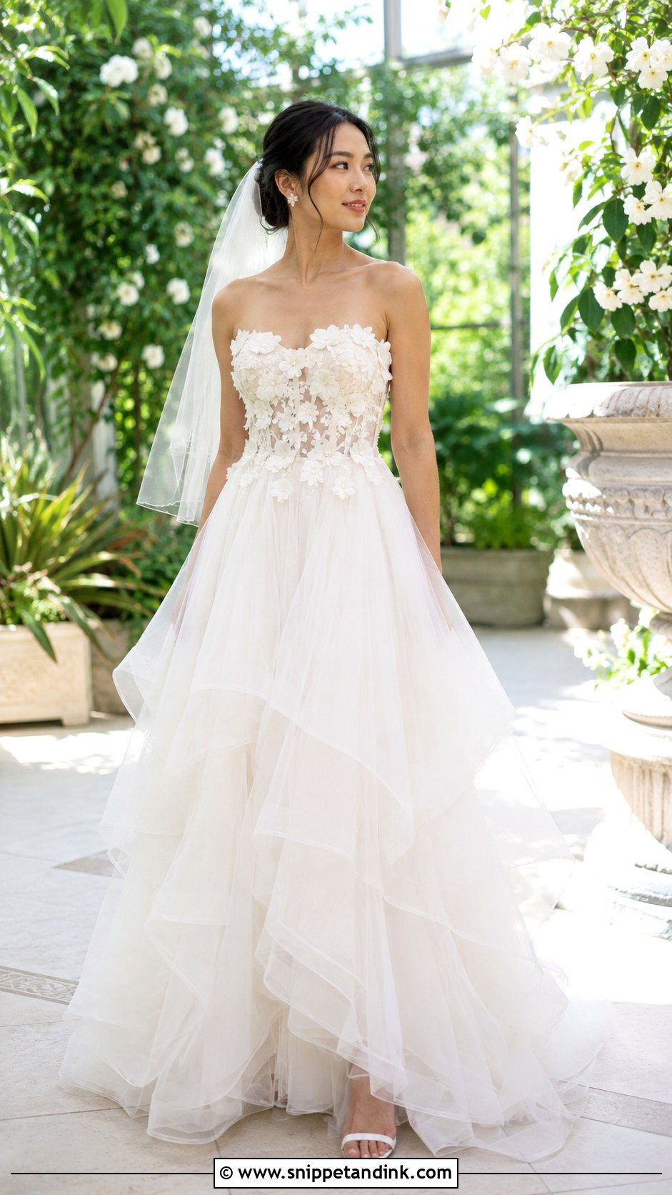 Floral Applique Bodice Wedding Dress - Snippet and Ink - 20 Bodice Wedding Dress Ideas