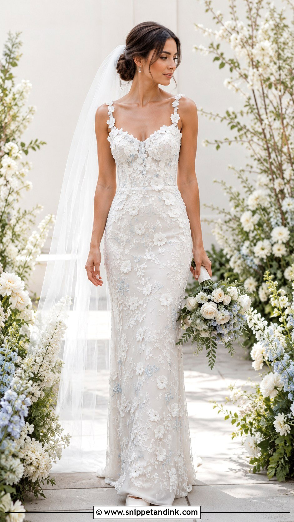 Floral Applique Bodycon Wedding Dress - Snippet and Ink - 20 Bodycon Wedding Dresses