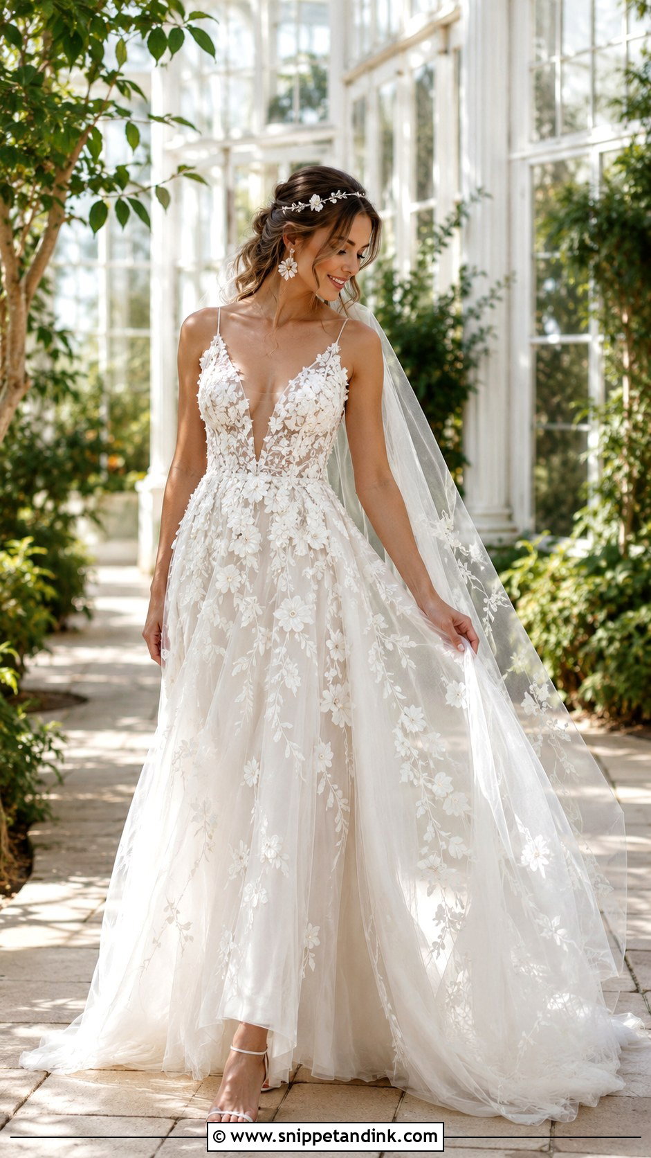 Floral Applique Boho Glam Wedding Dress - Snippet and Ink - 20 Boho Glam Wedding Dress Ideas