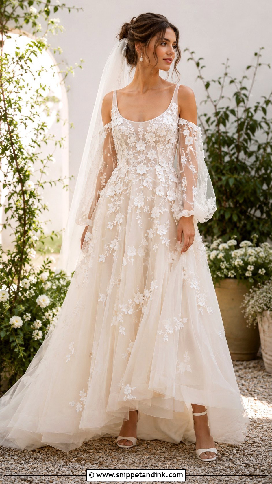 Floral Applique Boho Spring Wedding Dress - Snippet and Ink - 20 Boho Spring Wedding Dress Ideas