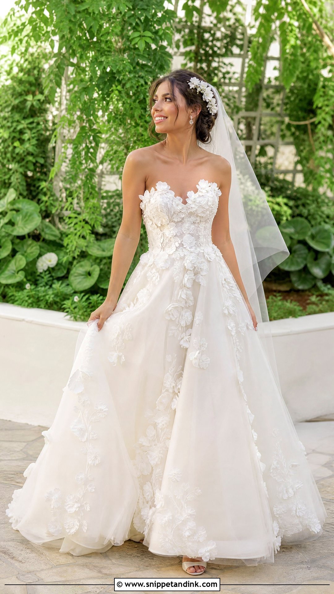 Floral Applique Bridal Ball Gown - Snippet and Ink - 25 Bridal Ball Gown Ideas
