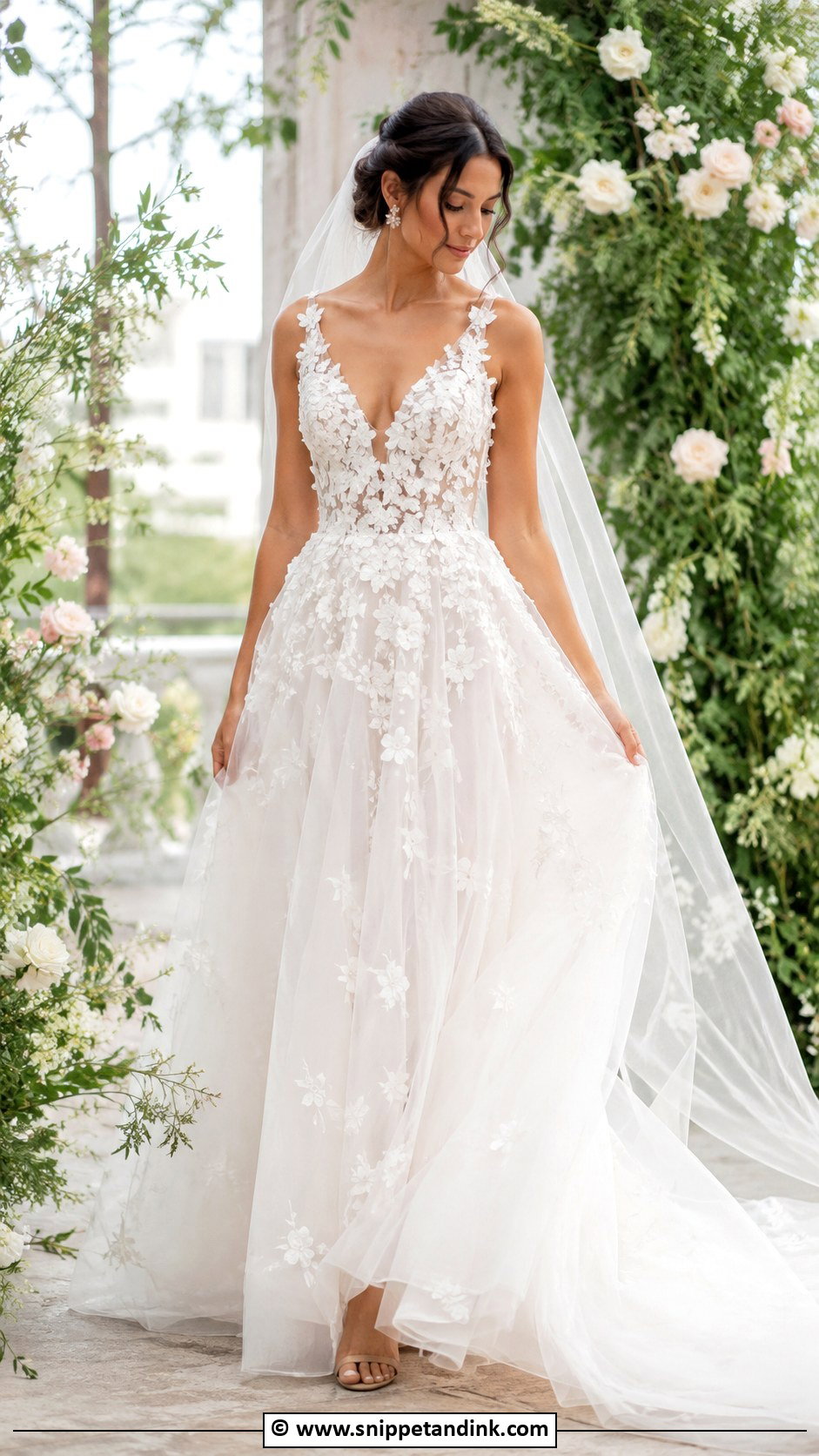 Floral Applique Bridal Dress - Snippet and Ink - 35 Bridal Dresses