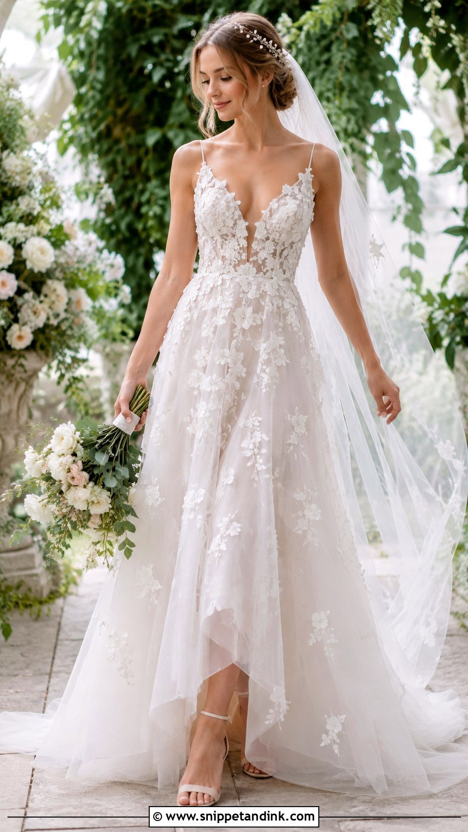 Floral Applique Bridal Dress - Snippet and Ink - 25 Bridal Dresses 2025
