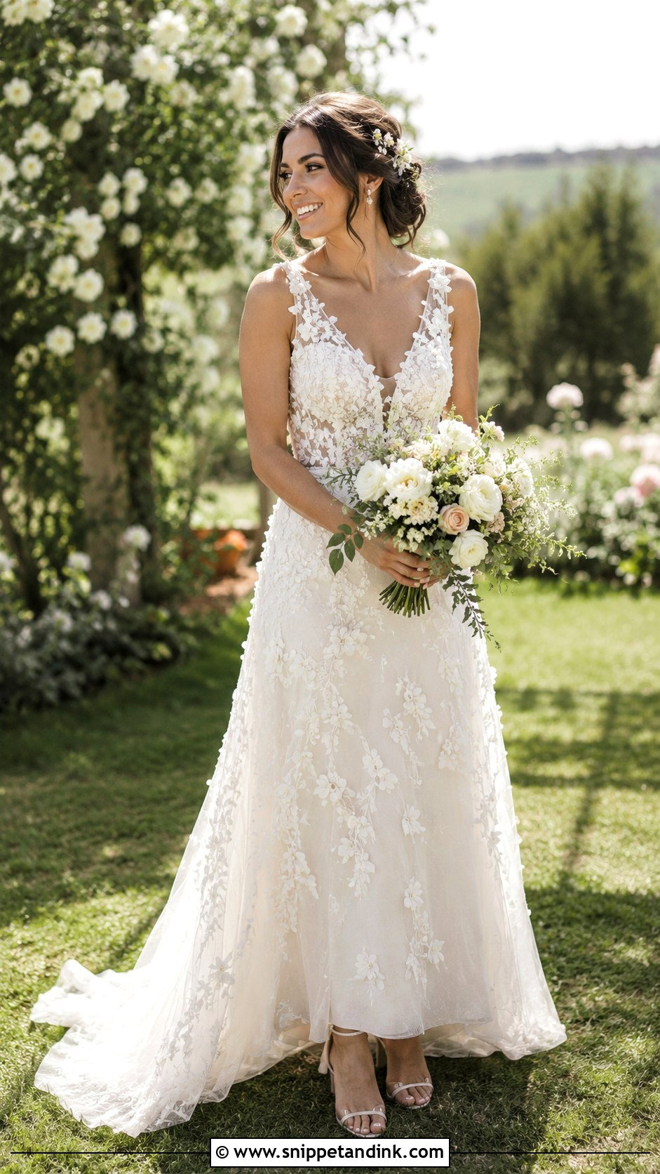 Floral Applique Bridal Dress - Snippet and Ink - 25 Elegant Bridal Dress Ideas
