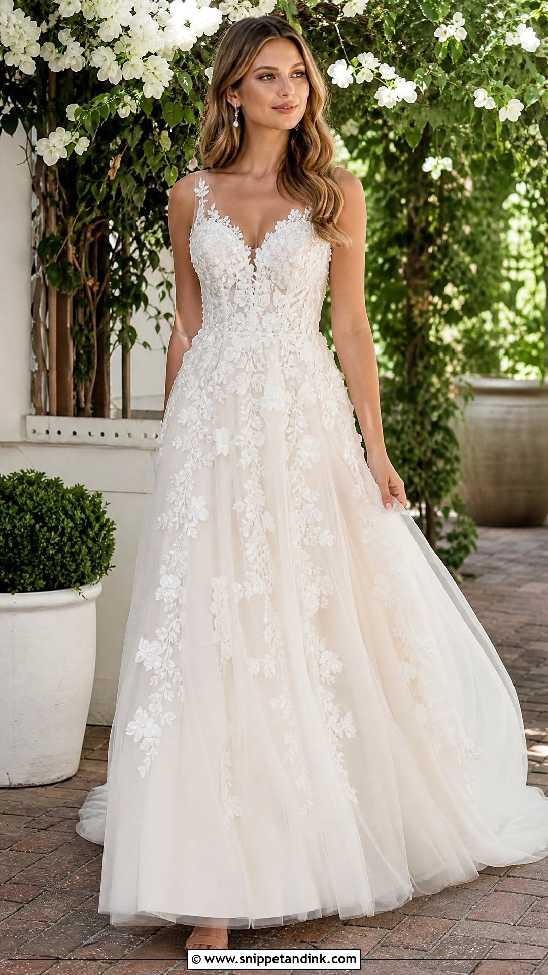 Floral Applique Bridal Dress - Snippet and Ink - 30 Bridal Dress Design Ideas