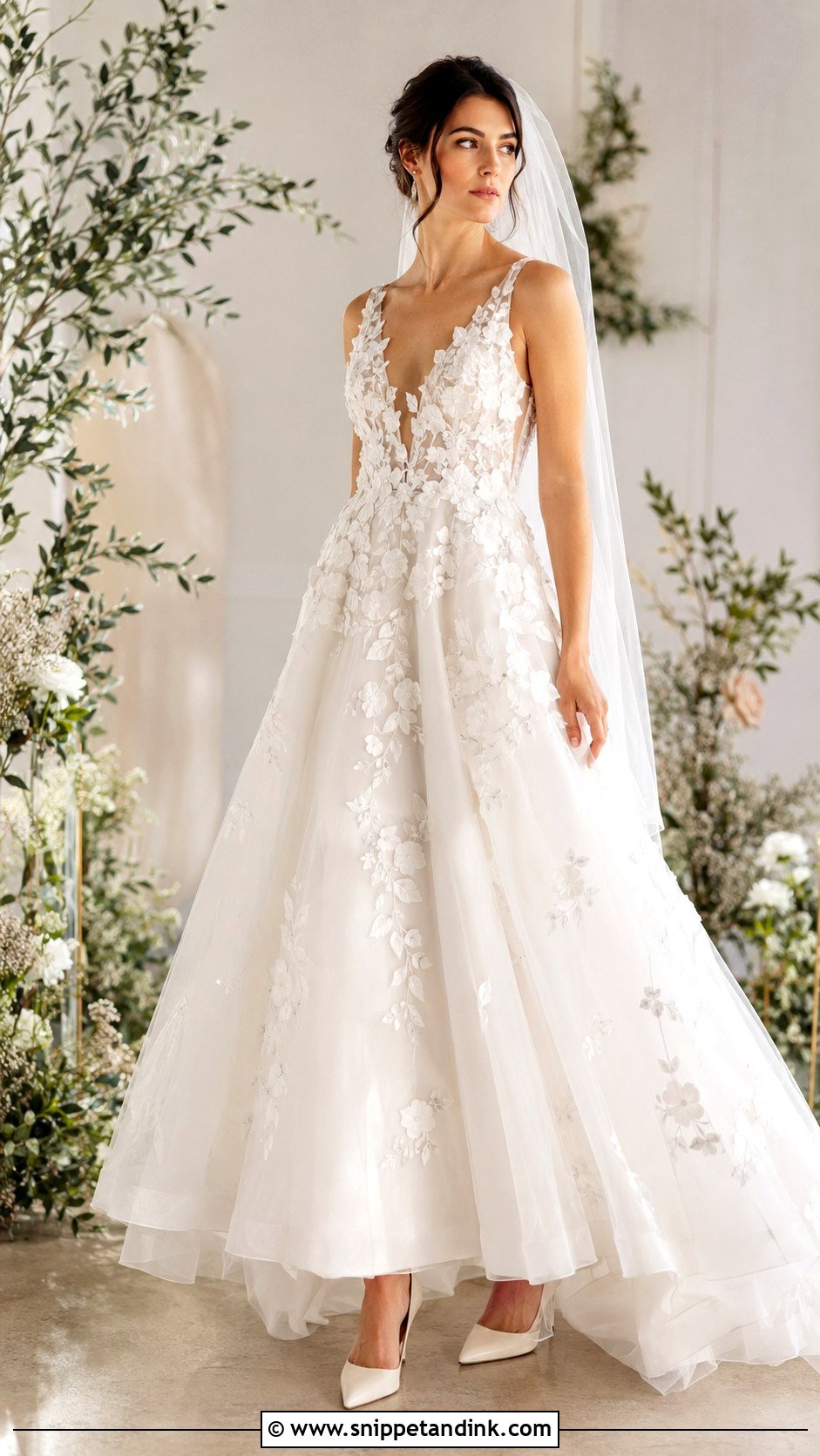 Floral Applique Bridal Dress - Snippet and Ink - 20 Beautiful Bridal Dresses
