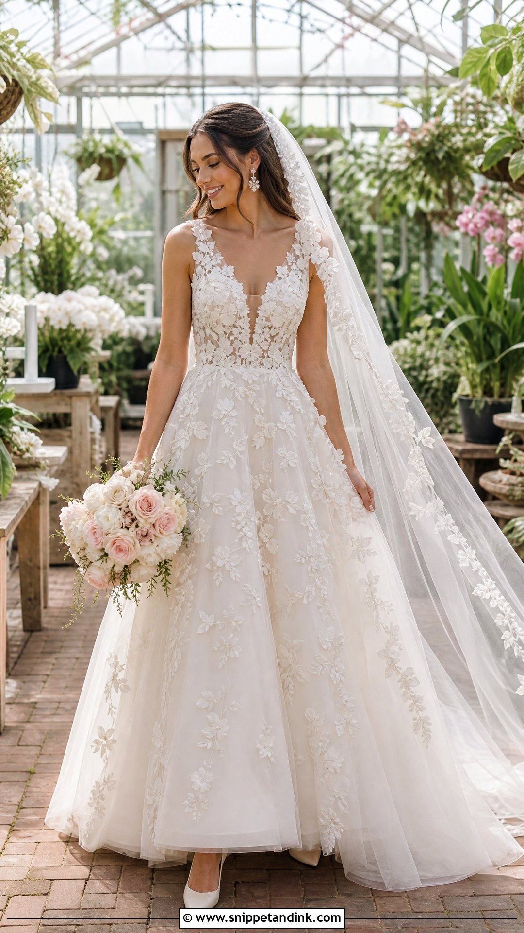Floral Applique Bridal Dress - Snippet and Ink - 20 Bridal Dress Inspo Ideas