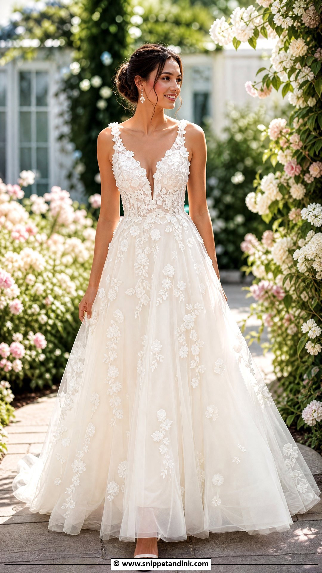 Floral Applique Bridal Dress - Snippet and Ink - 35 Bridal Dress Ideas