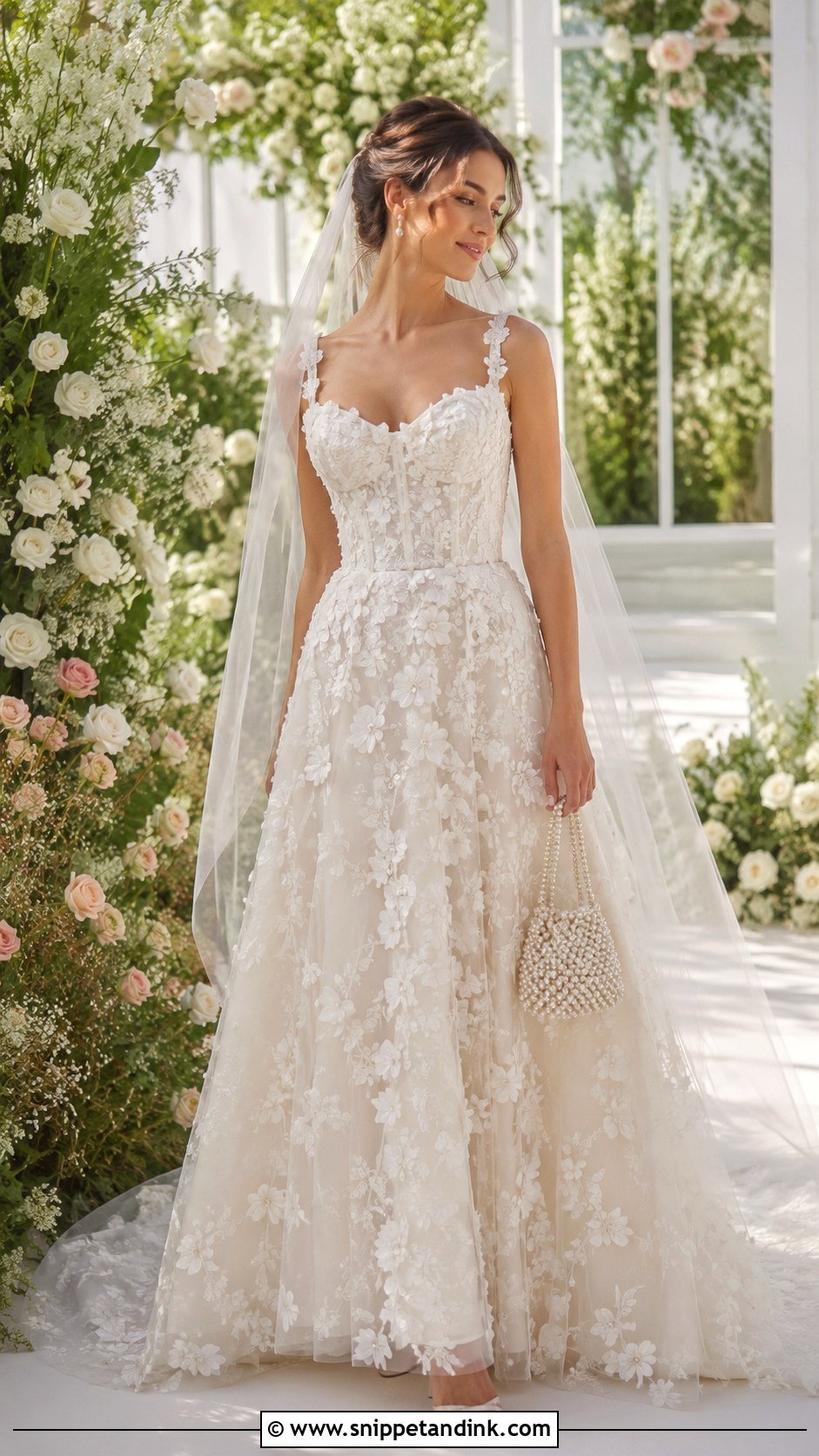 Floral Applique Bridal Frock Gown - Snippet and Ink - 20 Bridal Frocks Gowns