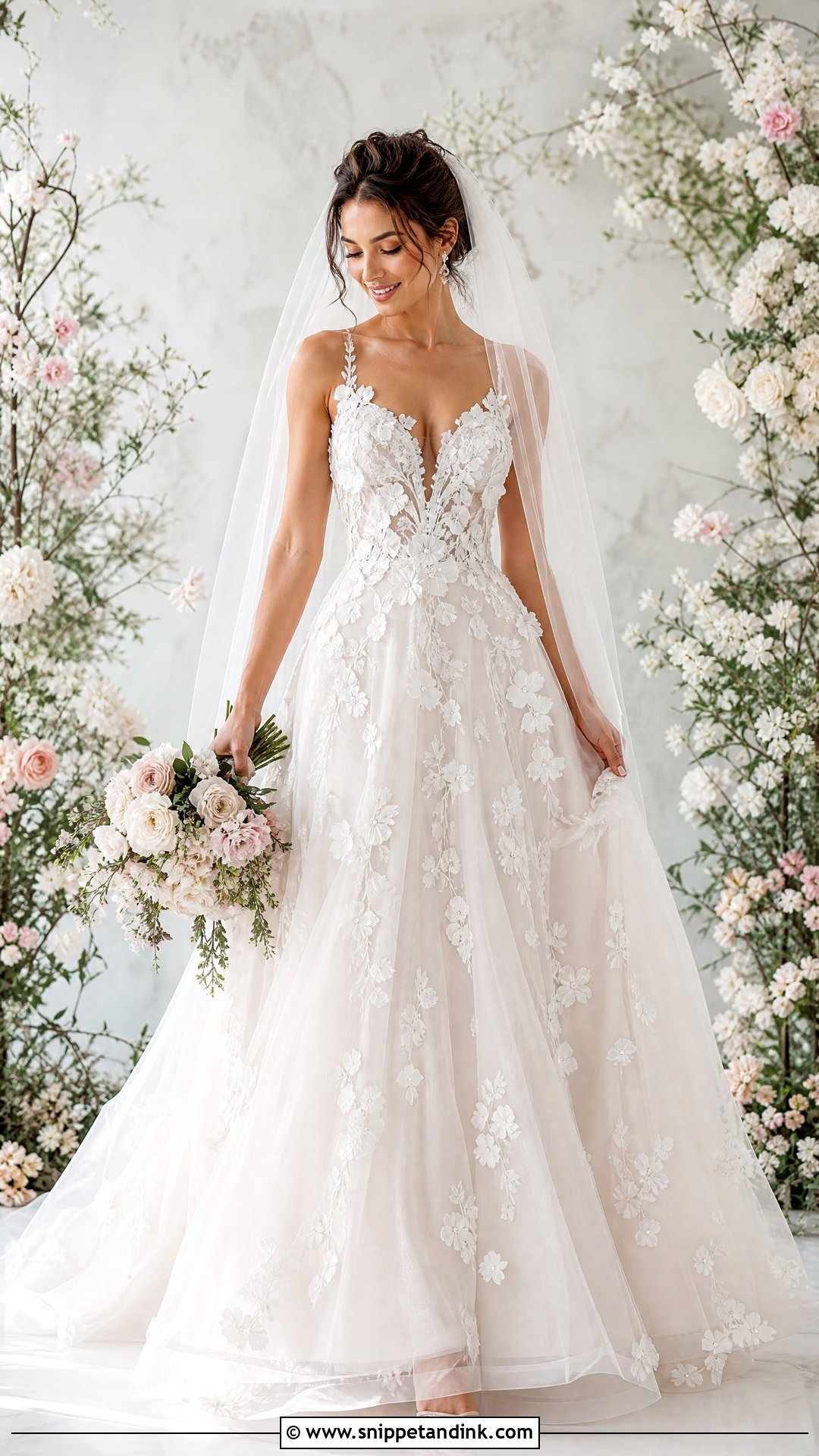 Floral Applique Bridal Gown - Snippet and Ink - 25 Elegant Bridal Gown Ideas