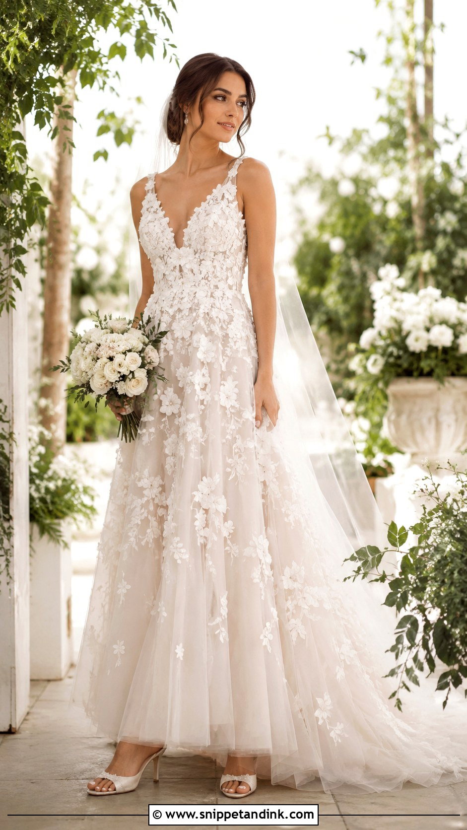Floral Applique Bridal Gown - Snippet and Ink - 25 Bridal Gown Styles