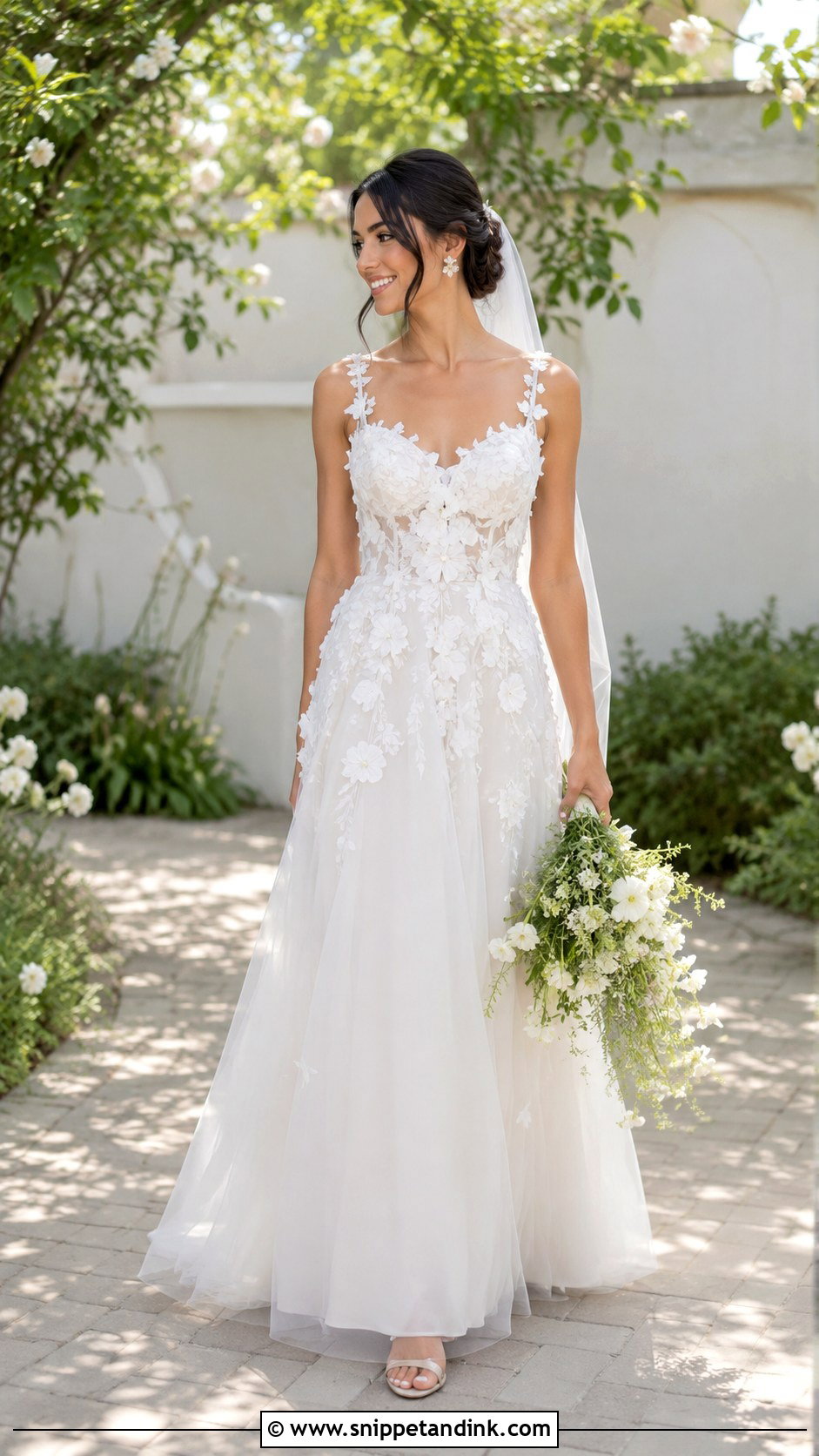 Floral Applique Bridal Gown - Snippet and Ink - 20 2024 Bridal Gowns
