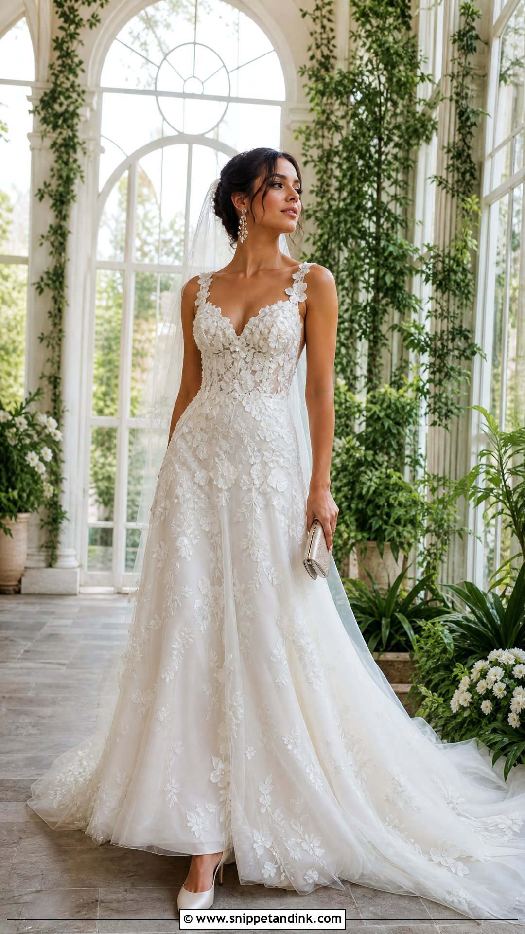 Floral Applique Bridal Gown - Snippet and Ink - 20 Bridal Women Ideas