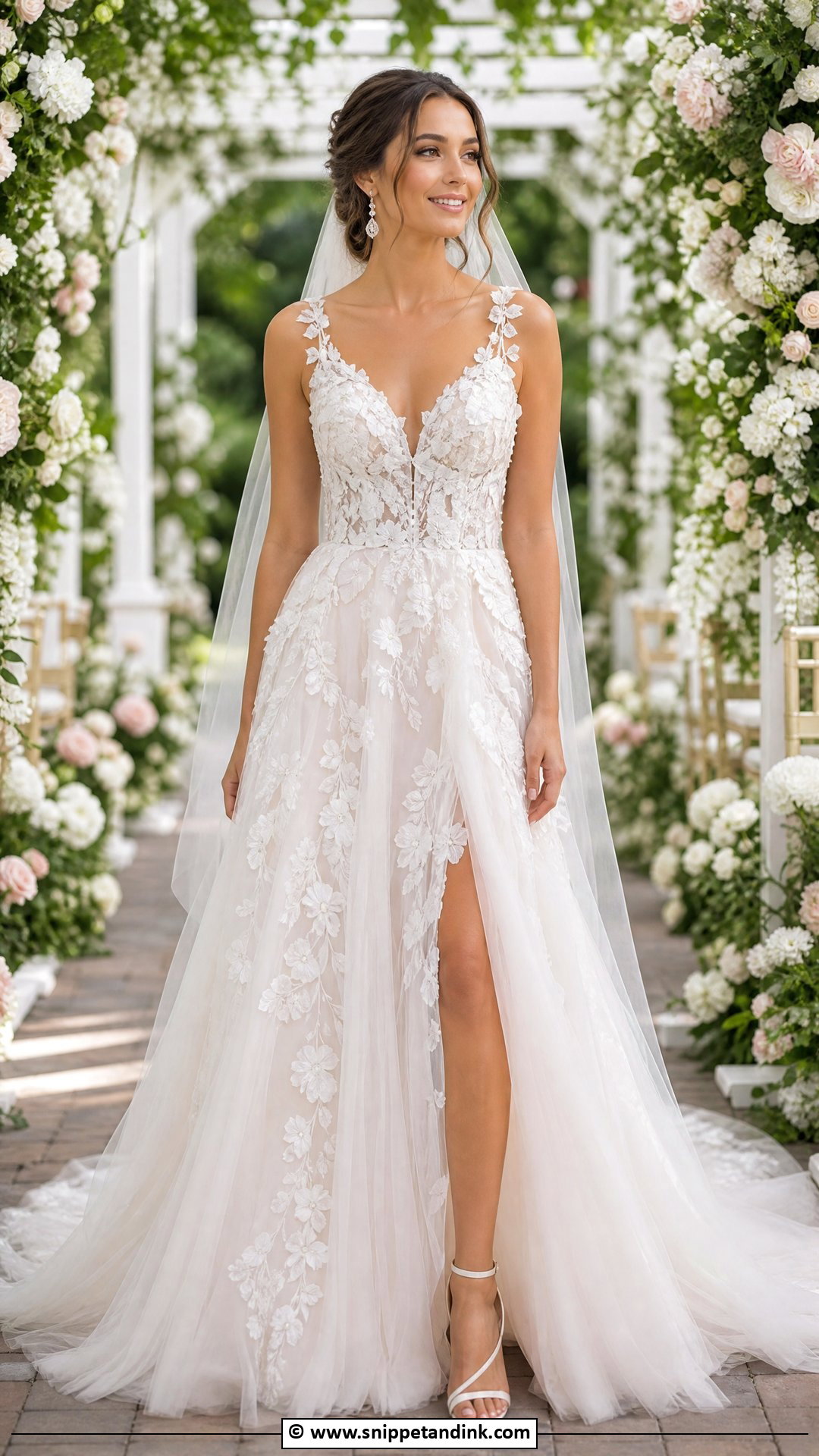 Floral Applique Bridal Gown - Snippet and Ink - 35 Bridal Gowns