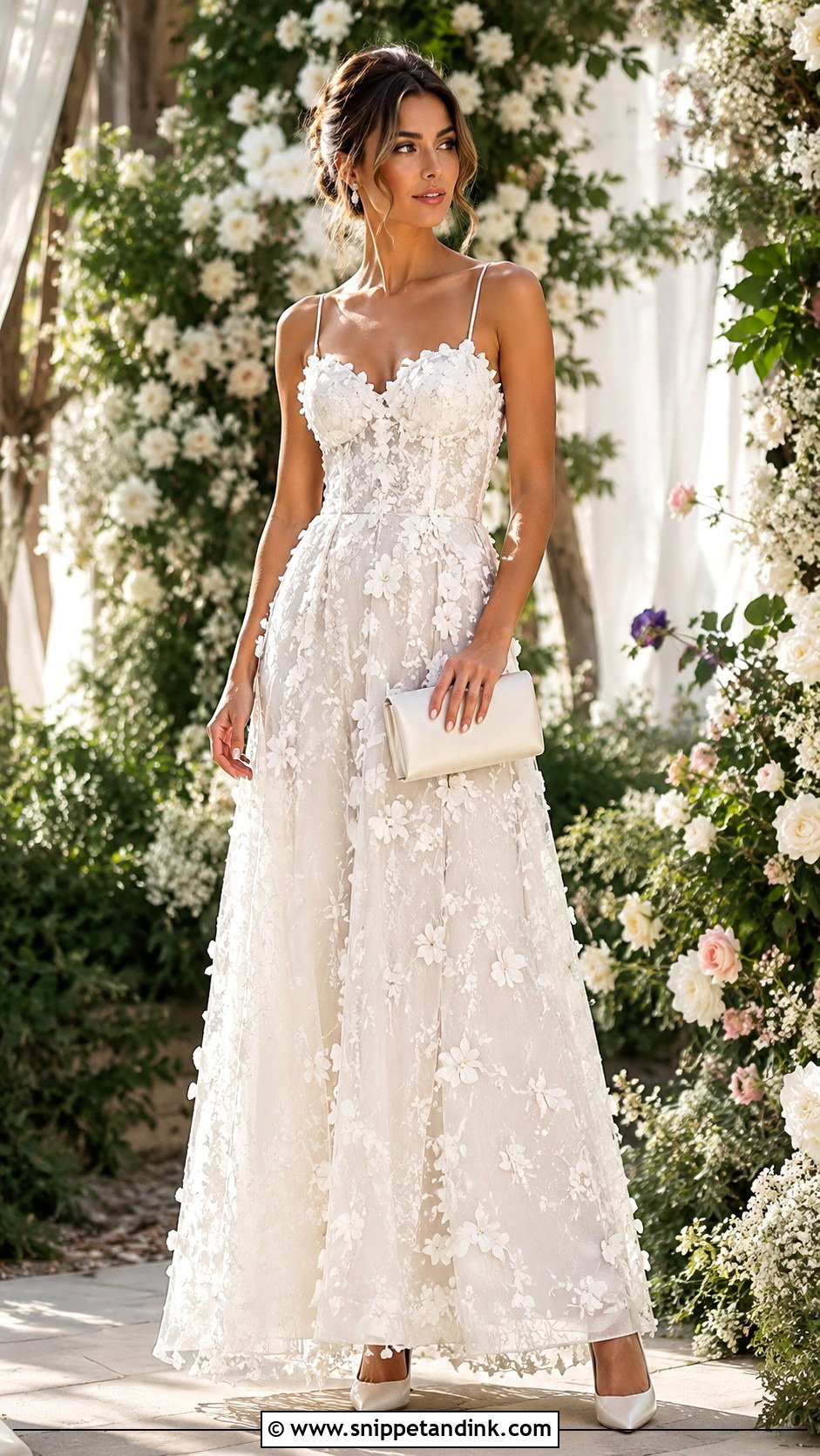 Floral Applique Bridal Maxi Dress - Snippet and Ink - 20 Bridal Maxi Dress Ideas