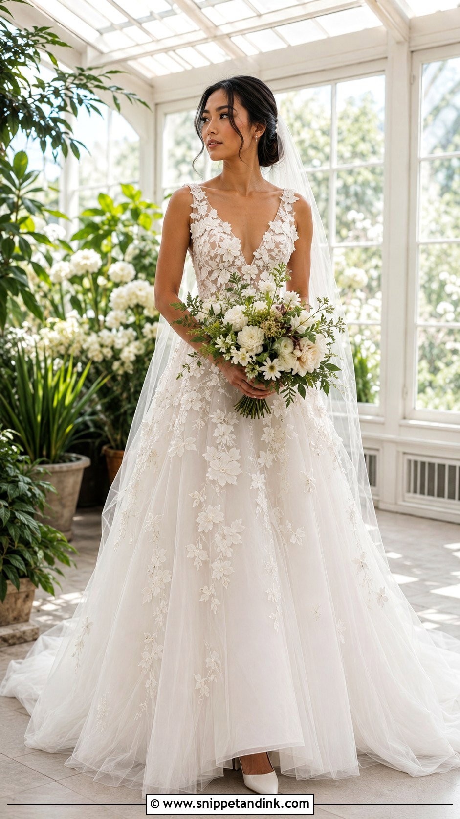 Floral Applique Bridal Wedding Gown - Snippet and Ink - 20 Bridal Wedding Gowns