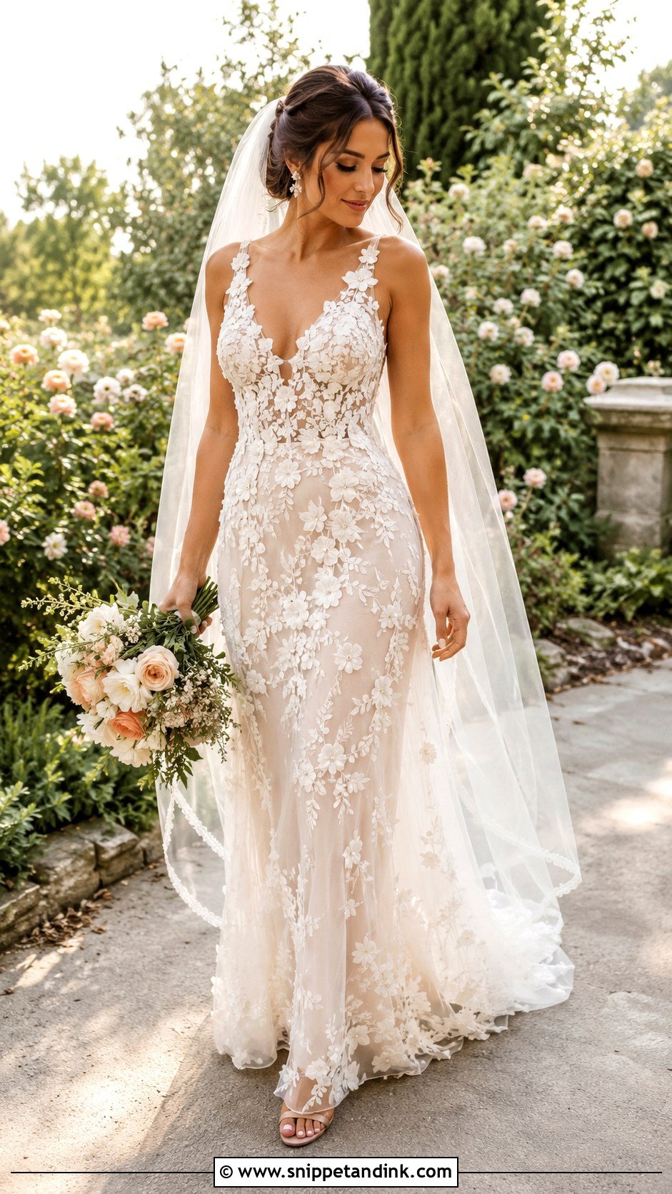 Floral Applique Bridal Wedding Outfit - Snippet and Ink - 30 Bridal Wedding Outfits