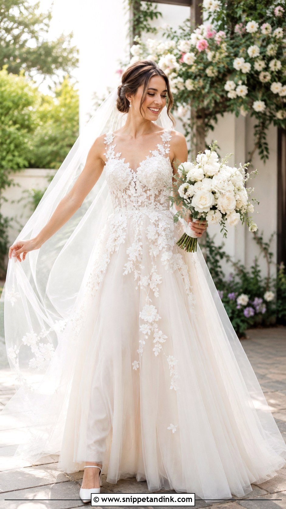 Floral Applique Bride Dress - Snippet and Ink - 25 Elegant Bride Dress Ideas
