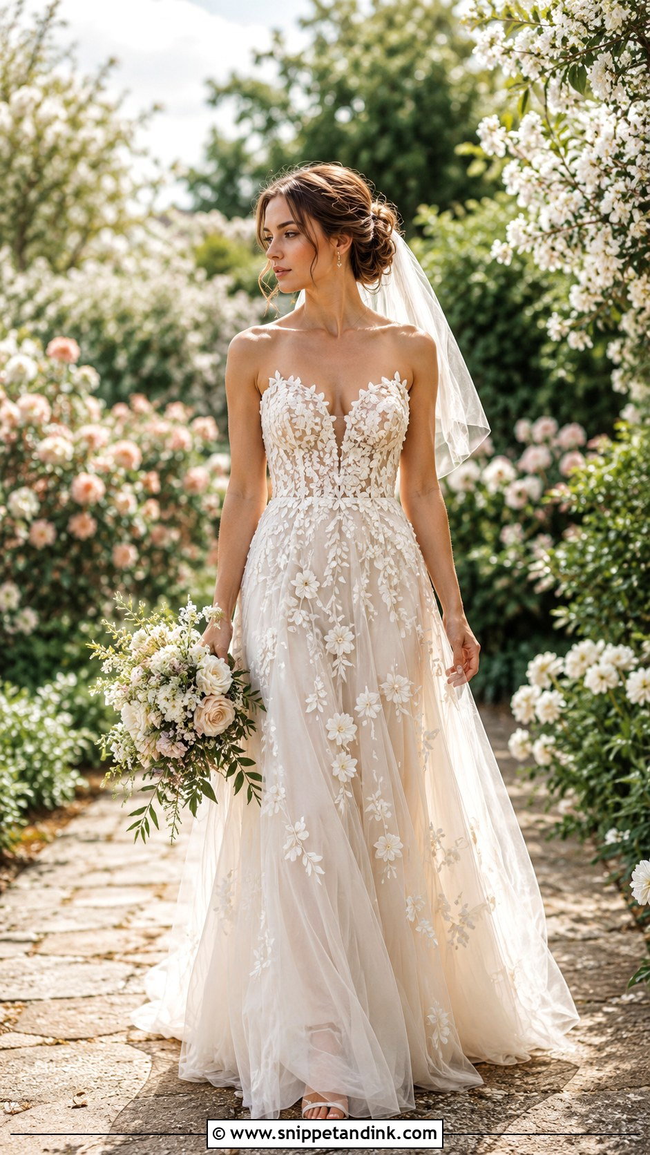 Floral Applique Bride Dress - Snippet and Ink - 25 Bride Dress Aesthetic Ideas