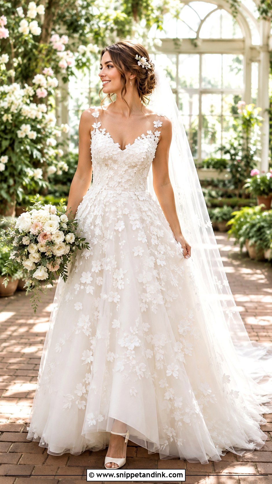 Floral Applique Bride Gown - Snippet and Ink - 25 Bride Gown Design Ideas