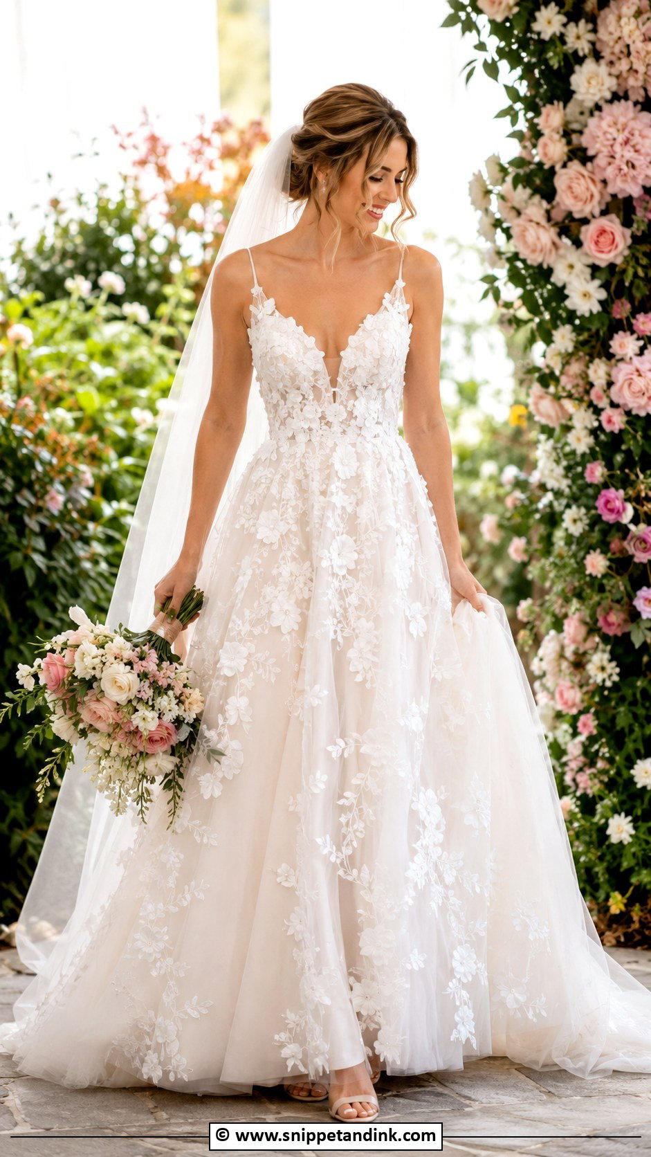 Floral Applique Bride Gown - Snippet and Ink - 30 Bride Gown Ideas