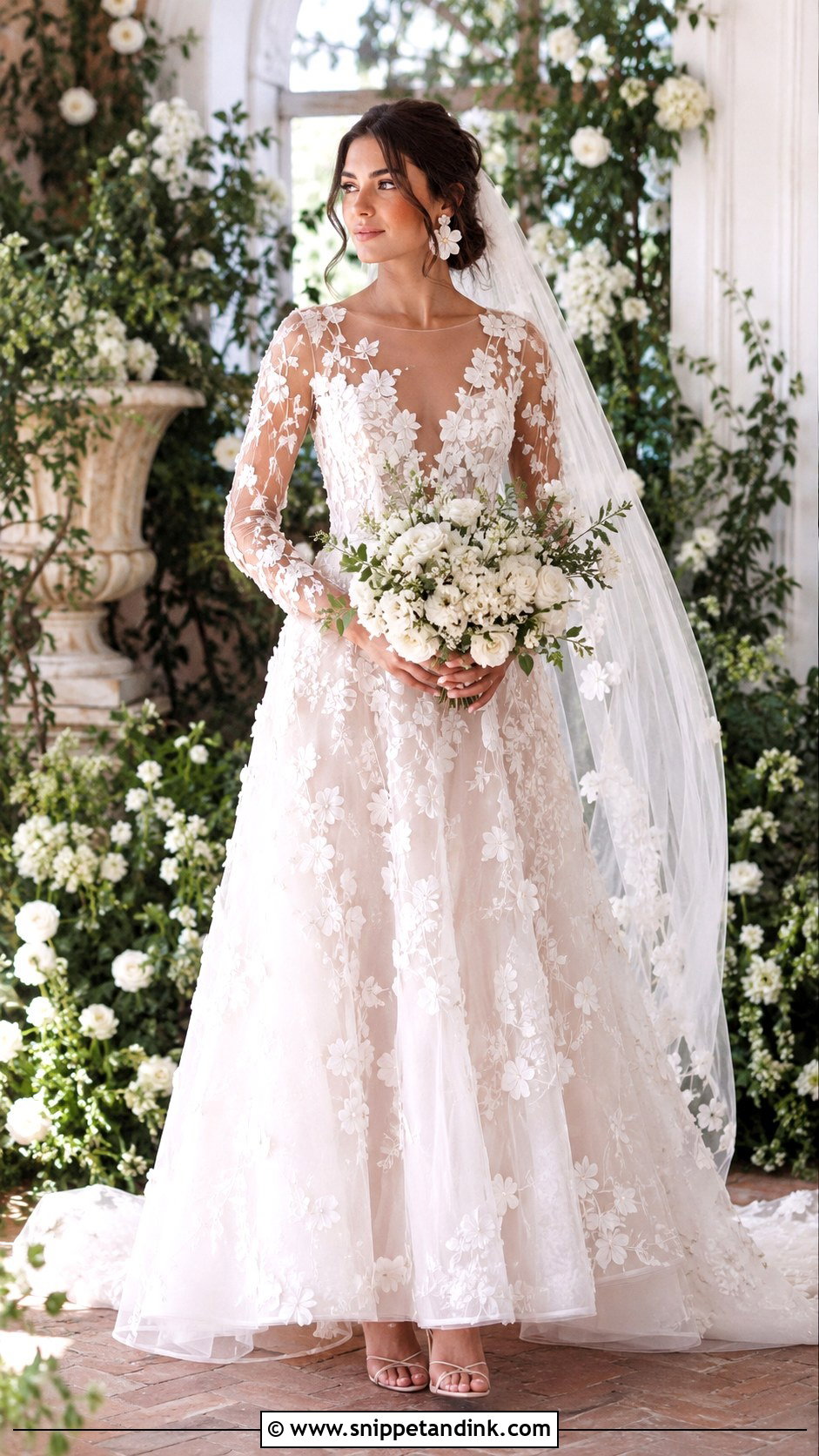 Floral Applique Bride Look - Snippet and Ink - 20 Cute Bride Ideas