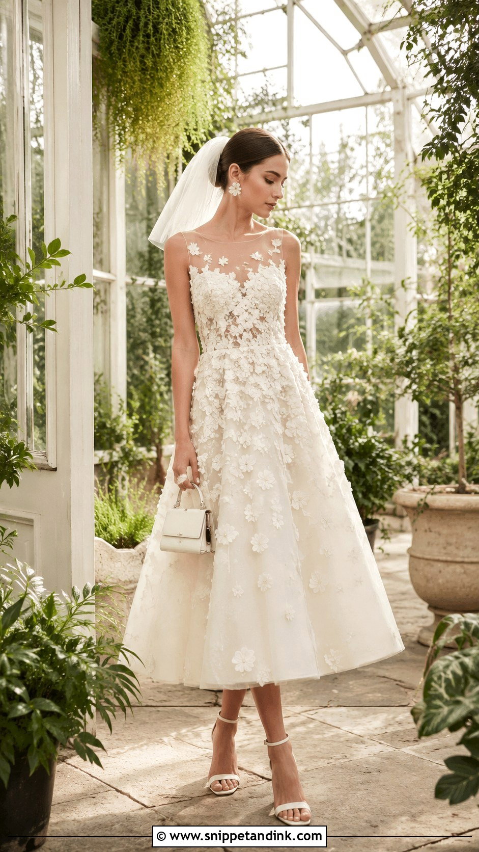 Floral Applique Brunch Wedding Dress - Snippet and Ink - 20 Brunch Wedding Dress Ideas