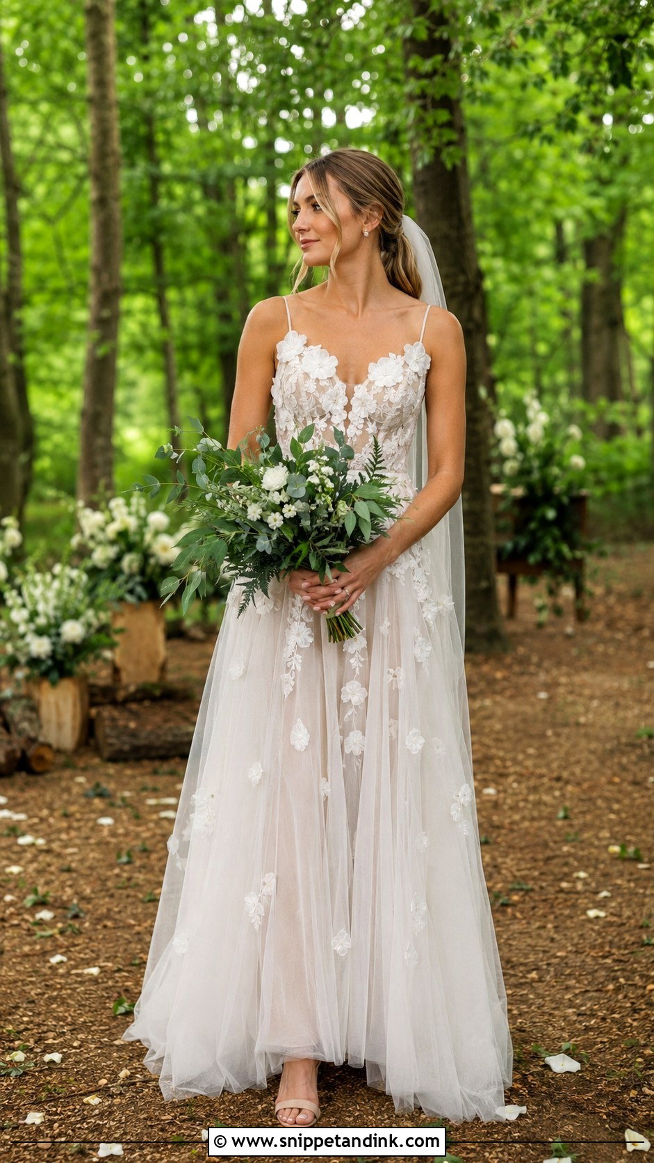 Floral Applique Camp Wedding Dress - Snippet and Ink - 20 Camp Wedding Dress Ideas