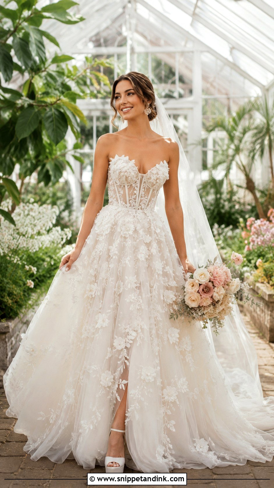 Floral Applique Cinderella Gown - Snippet and Ink - 20 Cinderella Gown Wedding Ideas