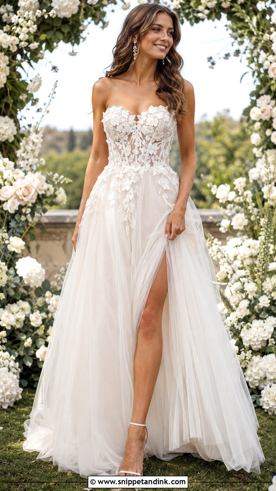 Floral Applique Corset Bodice Wedding Dress - Snippet and Ink - 25 Wedding Dress Corset Bodice Ideas