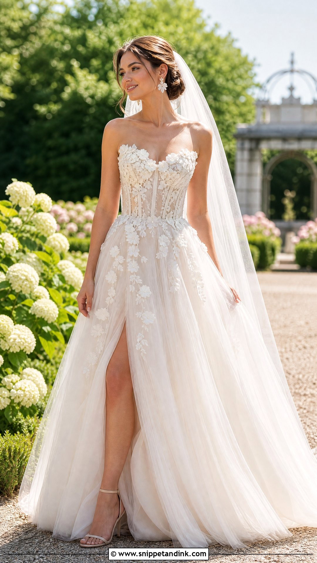 Floral Applique Corset Wedding Dress - Snippet and Ink - 25 Corset Top Wedding Dresses