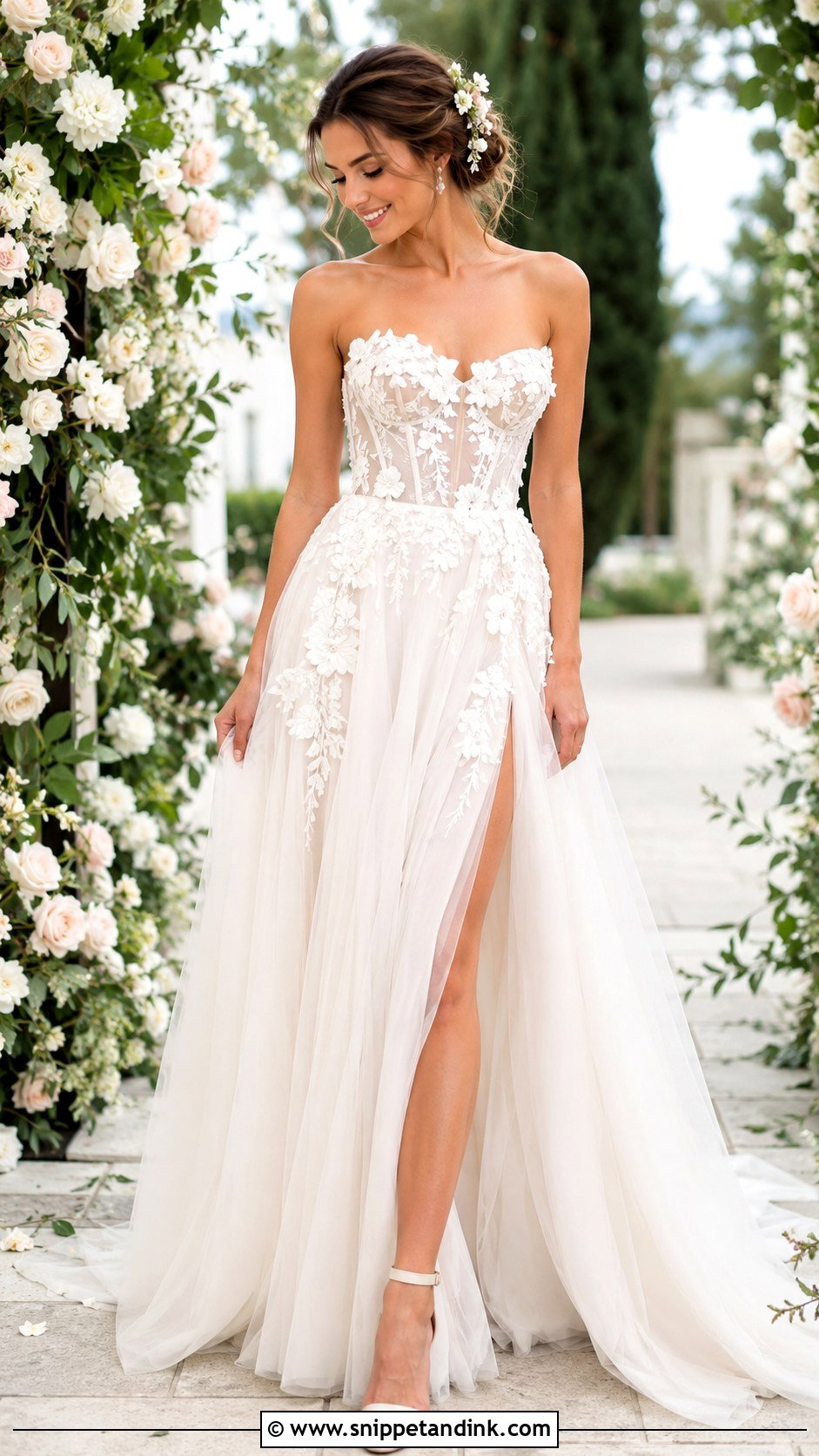 Floral Applique Corset Wedding Gown - Snippet and Ink - 25 Corset Wedding Gown Ideas